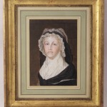 portrait de la reine marie antoinette XVIIIe XIXe siècle tableau gouache echantillon de la robe Kucharski (1)