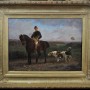 Brunet Houard le piqueur tableau chasse a courre venerie huile sur toile XIXe siècle (1)