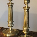 paire de flambeaux epoque restauration XIX eme siècle bronze ciselé fû (10)