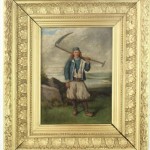 le Chouan bretaon avec sa faux tableau portrait huile sur toile XIXe siècle (2)
