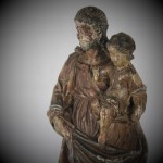 Saint Josephe portrant l'enfant Jésus sculpture statue XVIIe siècle bois sculpté polychromie (2)